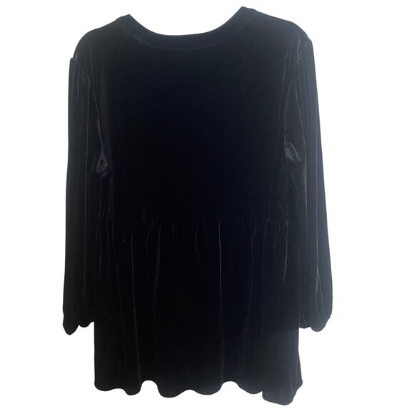 The Pioneer Woman Velvet Tunic Top XL Black Embroidered Long Sleeve Boho - Picture 3 of 10